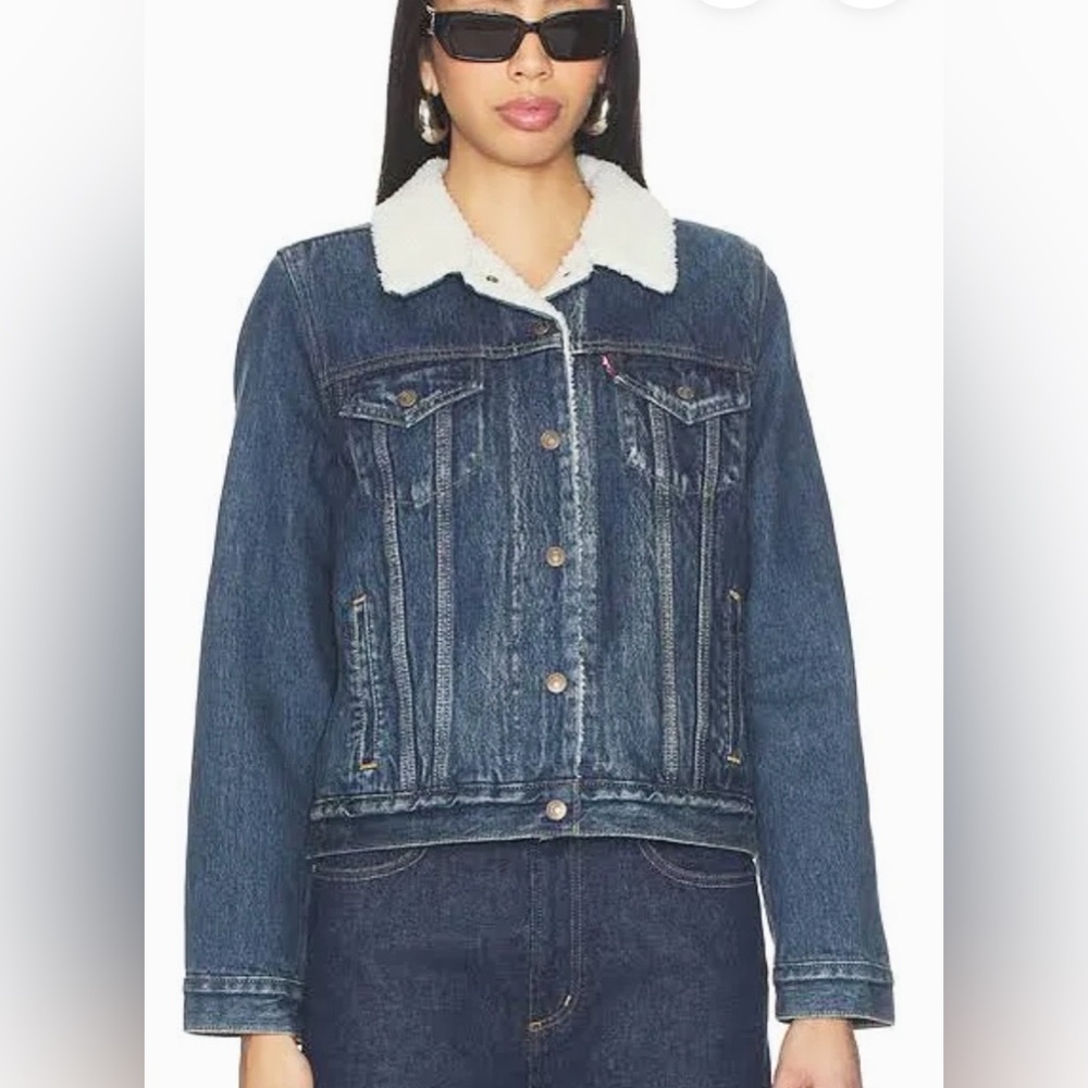 Levi's Original Sherpa Trucker Jacket 100% Cotton in Blue wash size XS NWOT